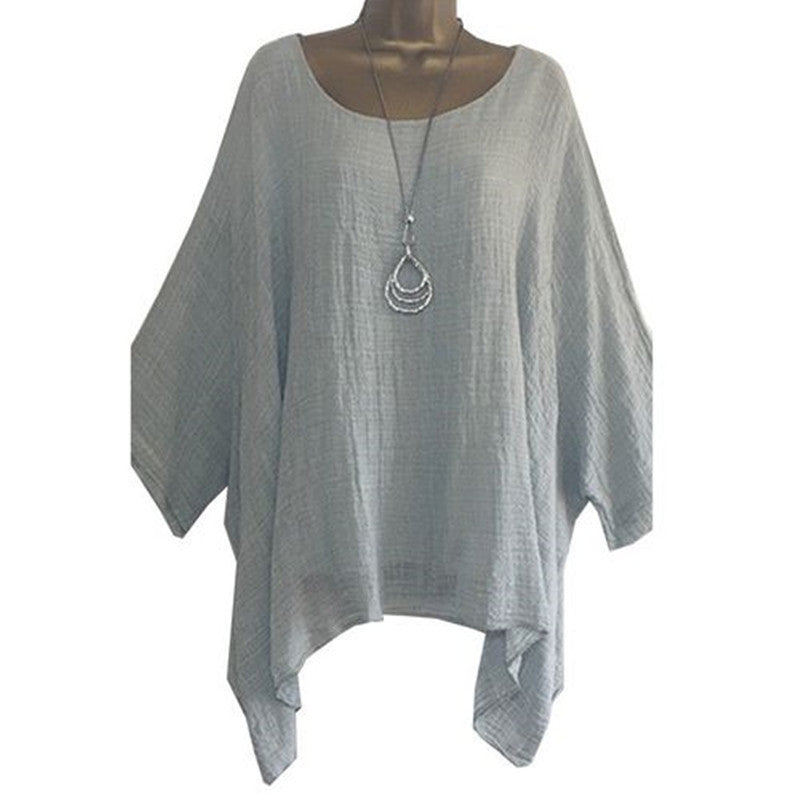 Women's Summer Irregular Sleeve Hem Fashion Solid Blouses