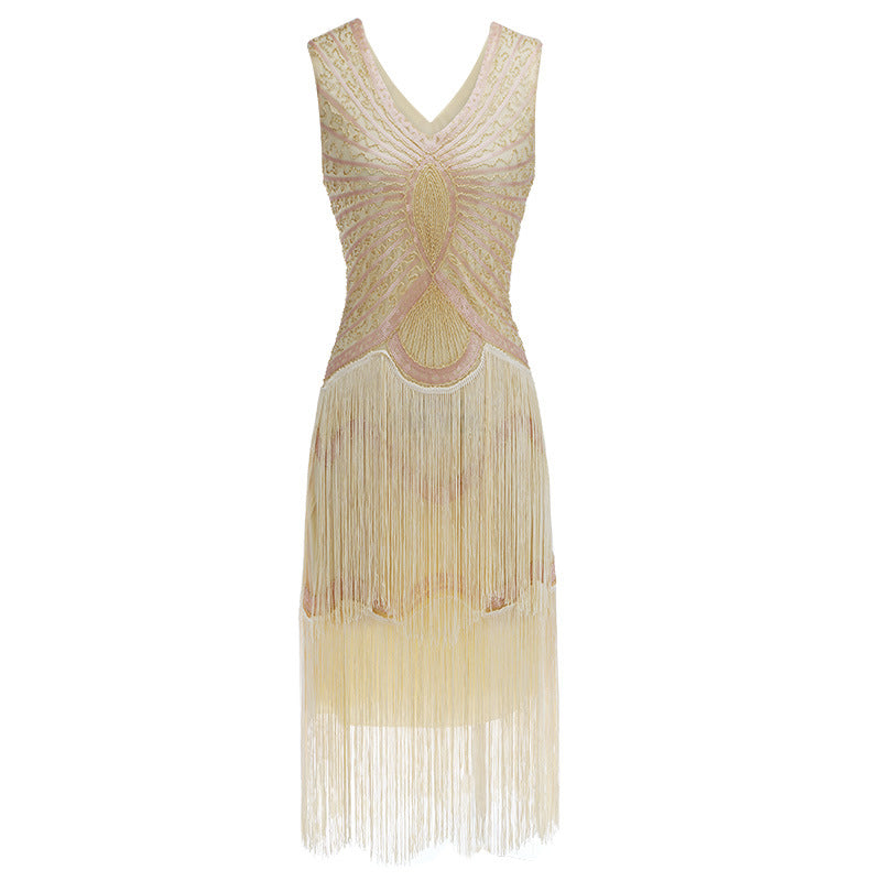 Sequined Handmade Beaded Dress Tassel Sleeveless Wedding Dresses