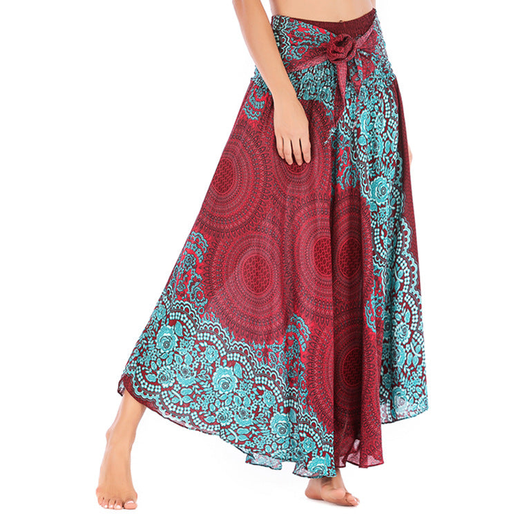 Casual Thai Dress Beach Vacation Two-way Big Swing Skirts