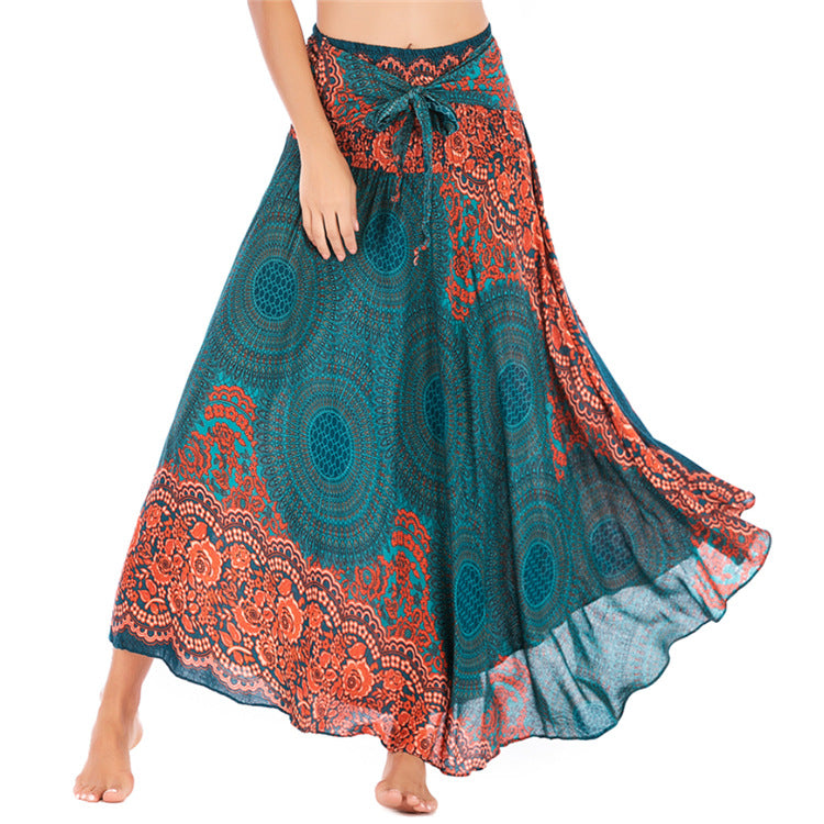 Casual Thai Dress Beach Vacation Two-way Big Swing Skirts