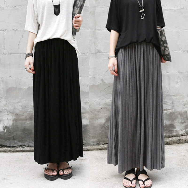 Women's Waist Elastic Artistic Style Casual Modal Skirts