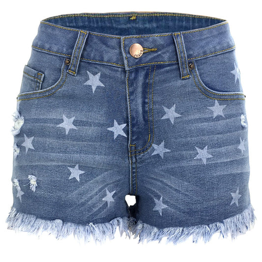 Women's Glamorous Spring Ripped Tassel Denim Shorts