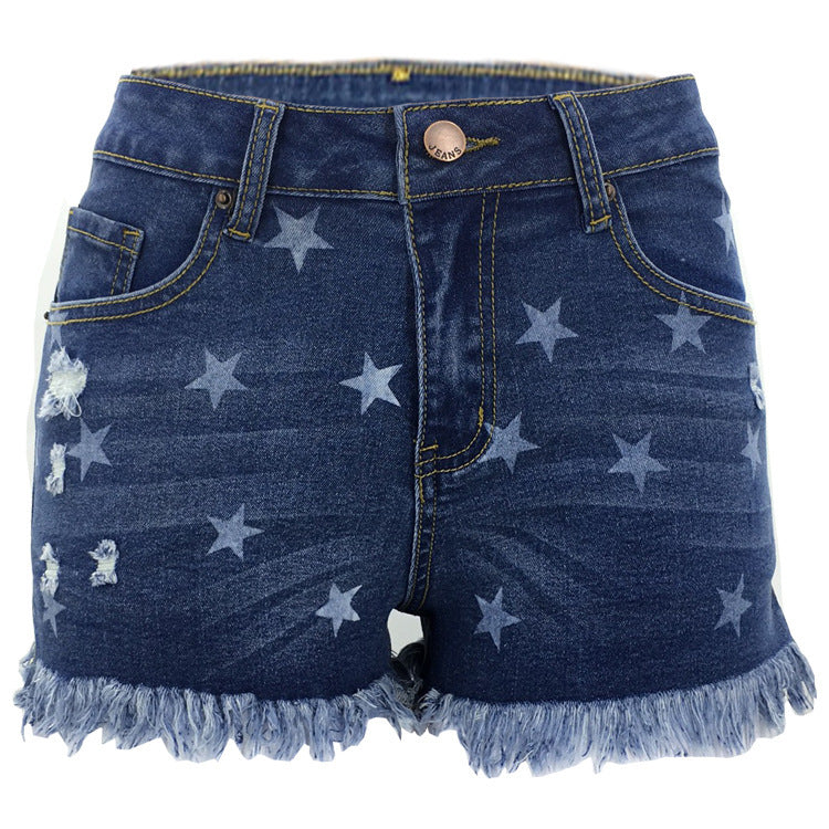 Women's Glamorous Spring Ripped Tassel Denim Shorts