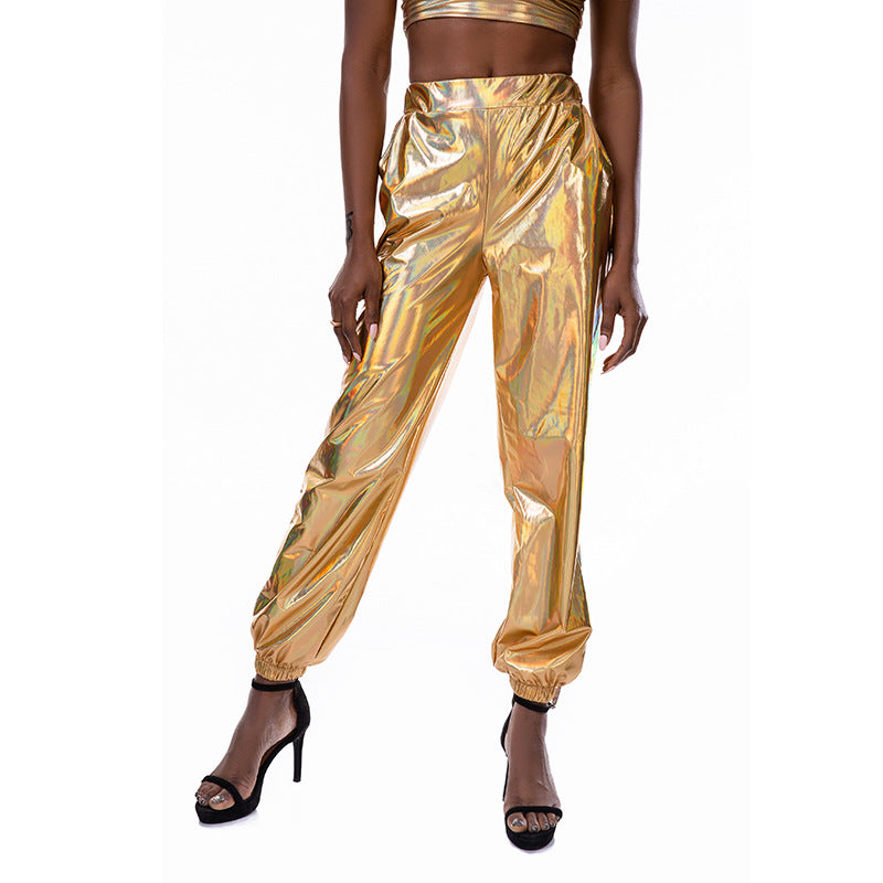 Women's Casual Sports Street Hip Hop Party Shiny Colorful Trousers Pants