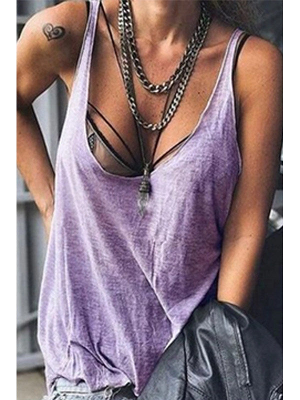 Women's Summer Solid Color Camisole T-shirt Tops
