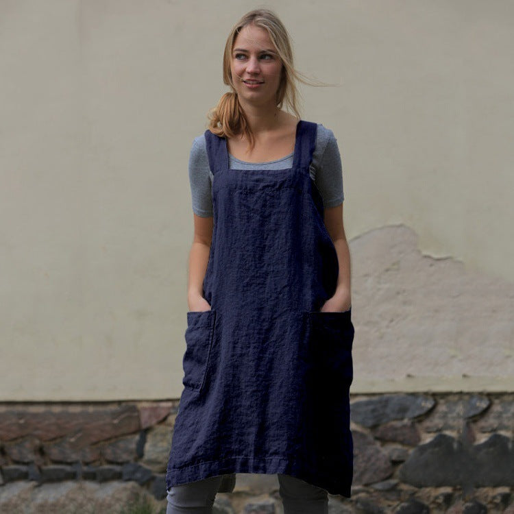 Women's Linen Apron Long Circumference Home Wear Dresses