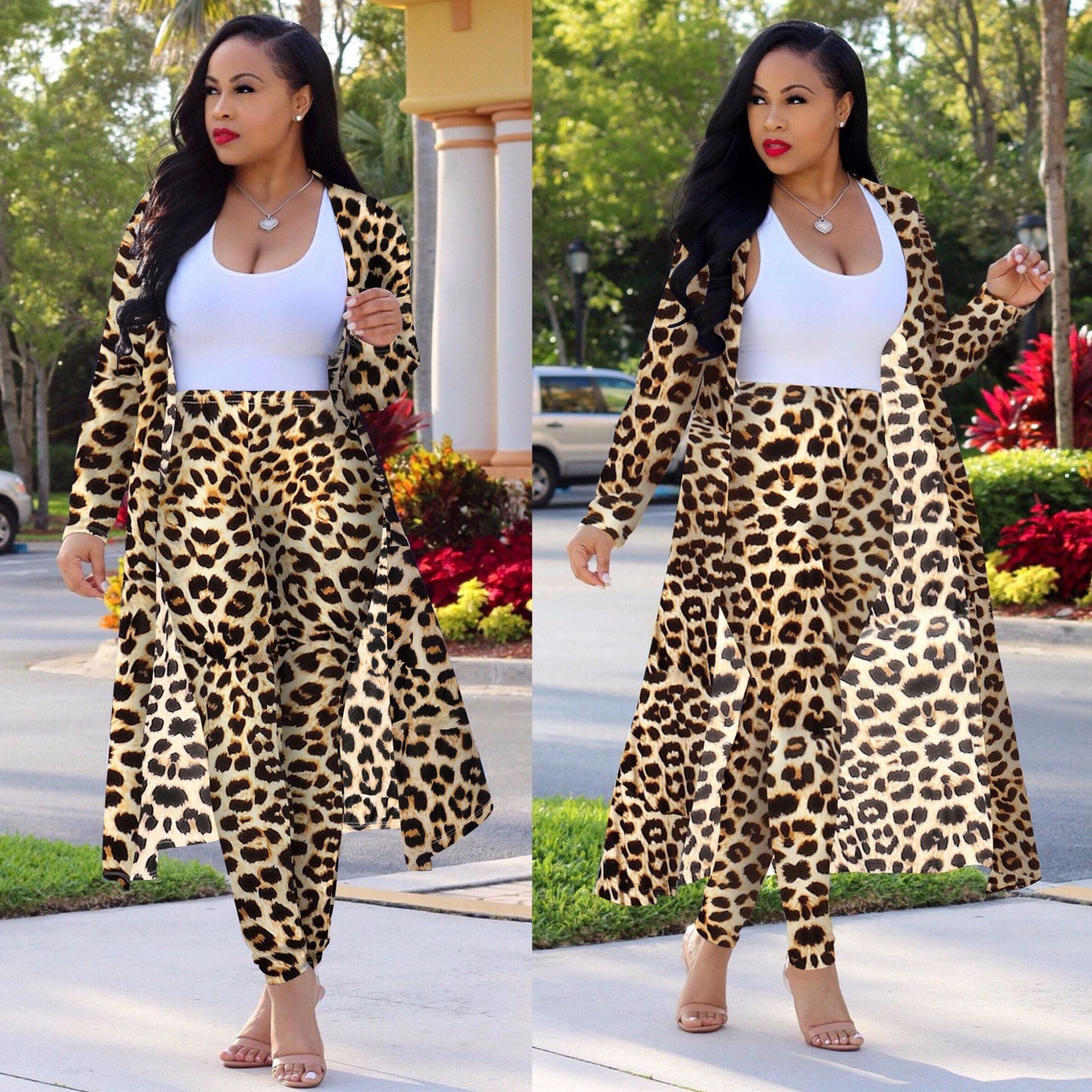 Sexy Print Long Sleeve Two-piece Set Suits