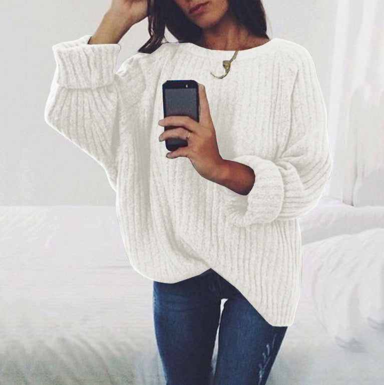 Women's Loose Solid Color Big Long-sleeved Pullover Sweater
