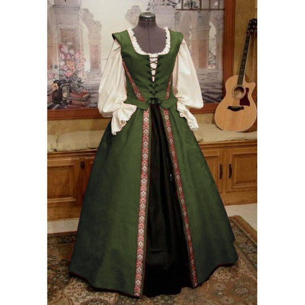 Renaissance Style Cinched Large Swing Two-piece Dresses