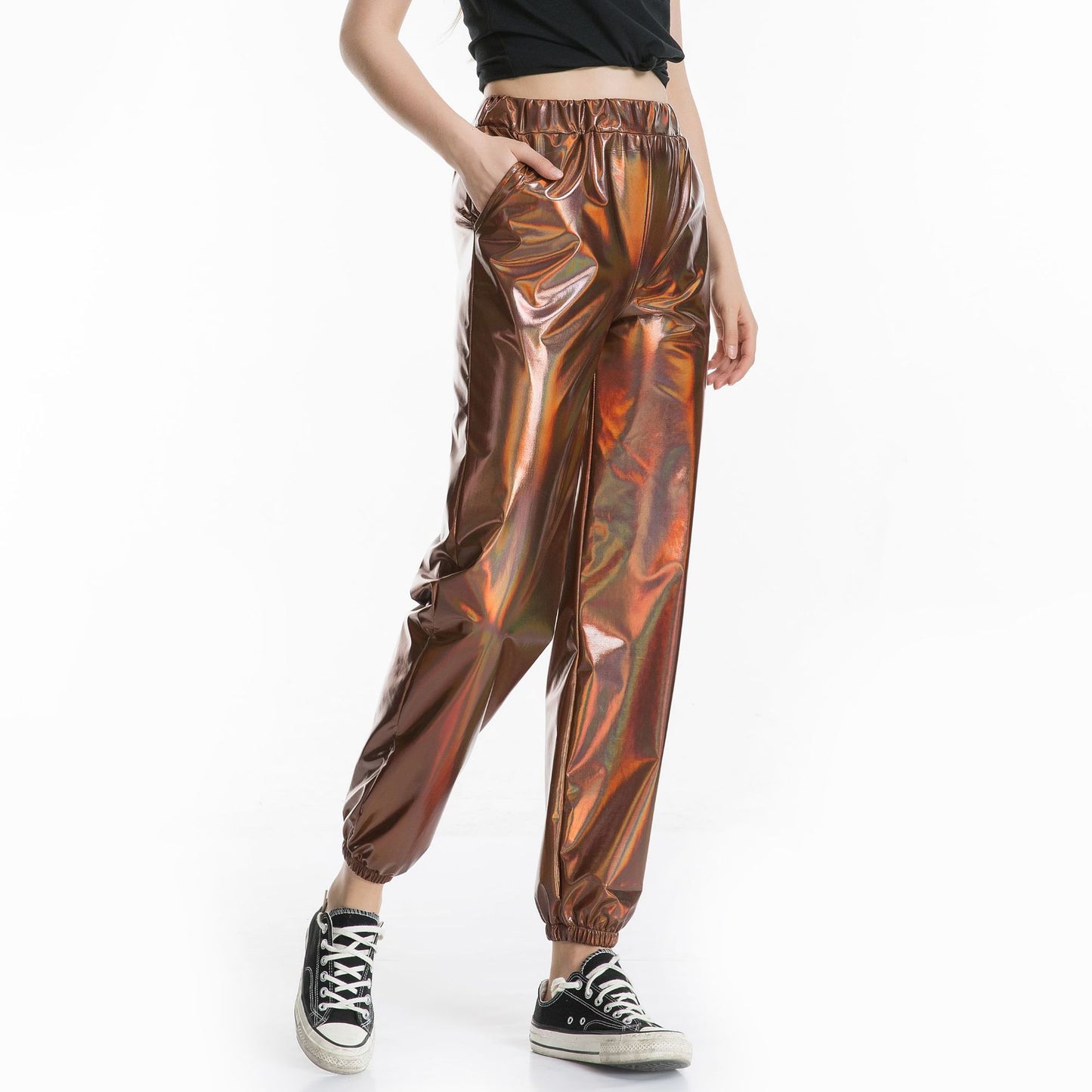 Women's Casual Sports Street Hip Hop Party Shiny Colorful Trousers Pants