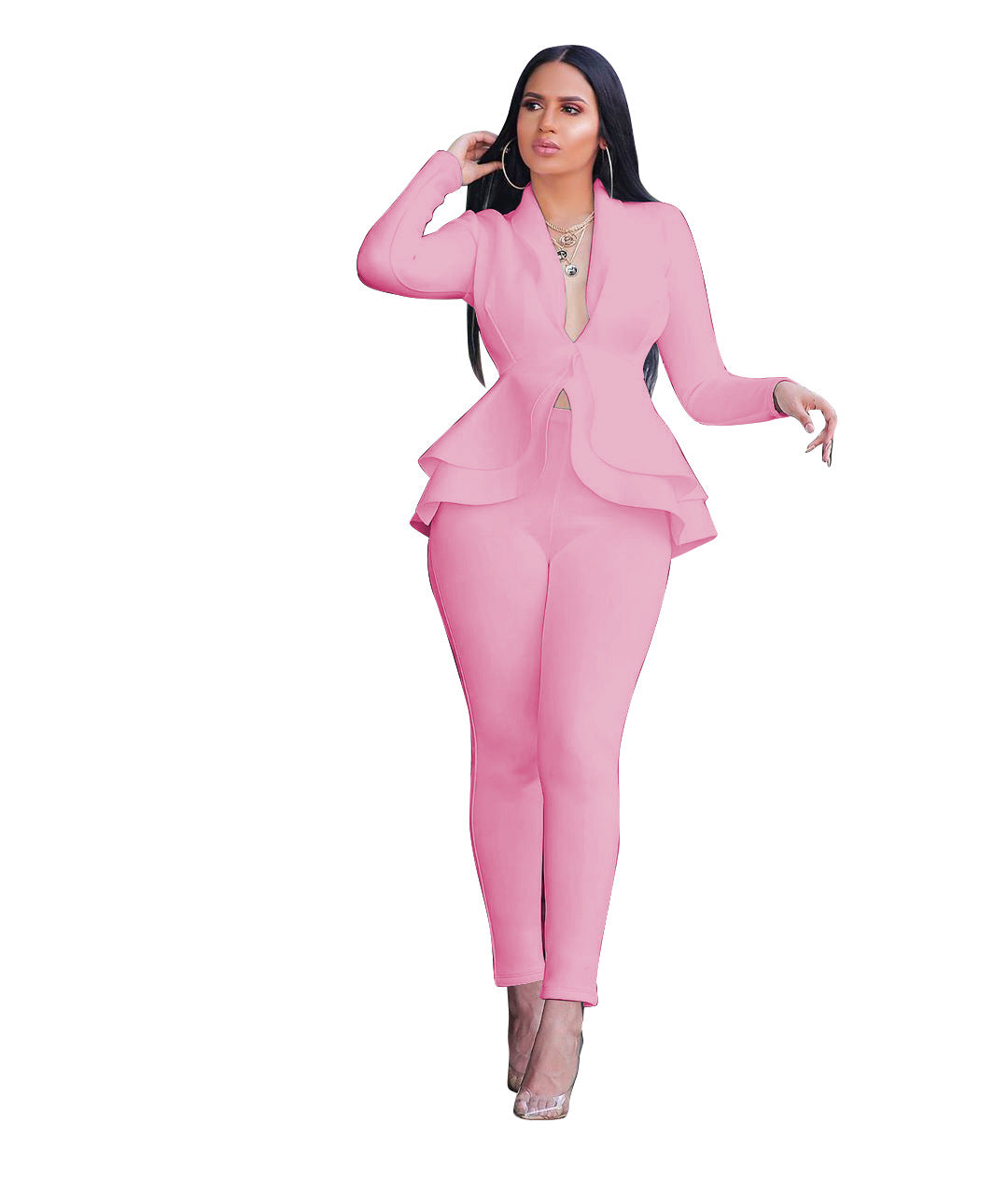 Women's Fashion Ruffles Air Layer Business Wear Suits