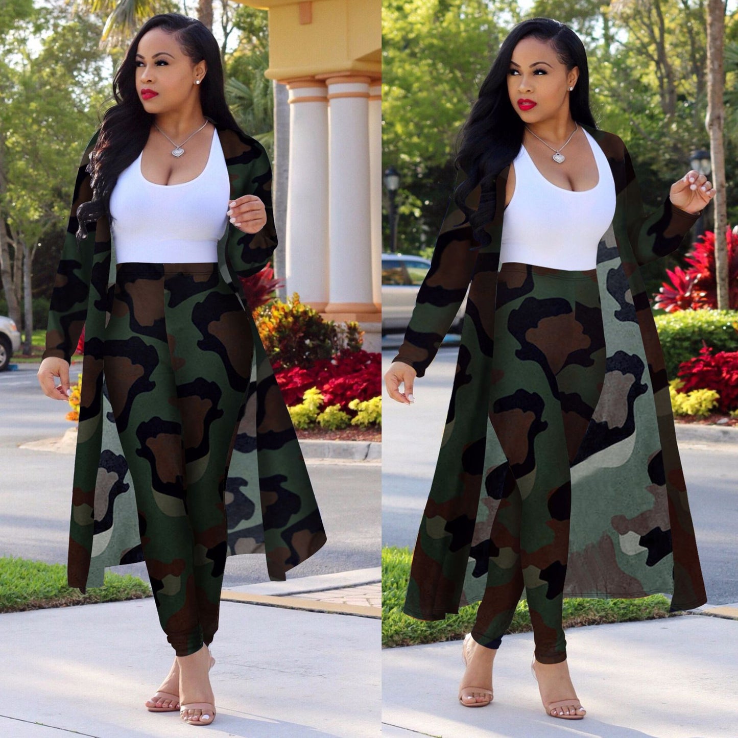 Sexy Print Long Sleeve Two-piece Set Suits
