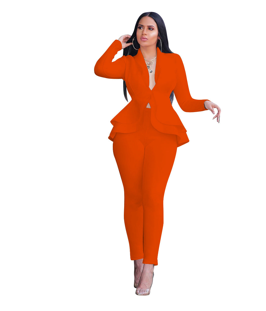 Women's Fashion Ruffles Air Layer Business Wear Suits