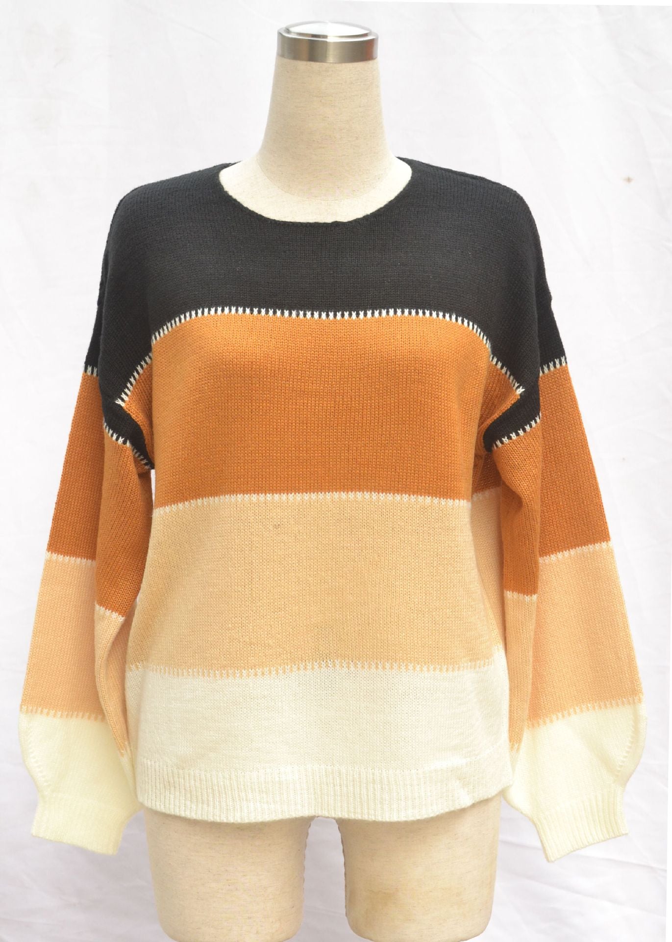 Women's Crew Neck Mid-length Loose Knitted Large Women's Sweater