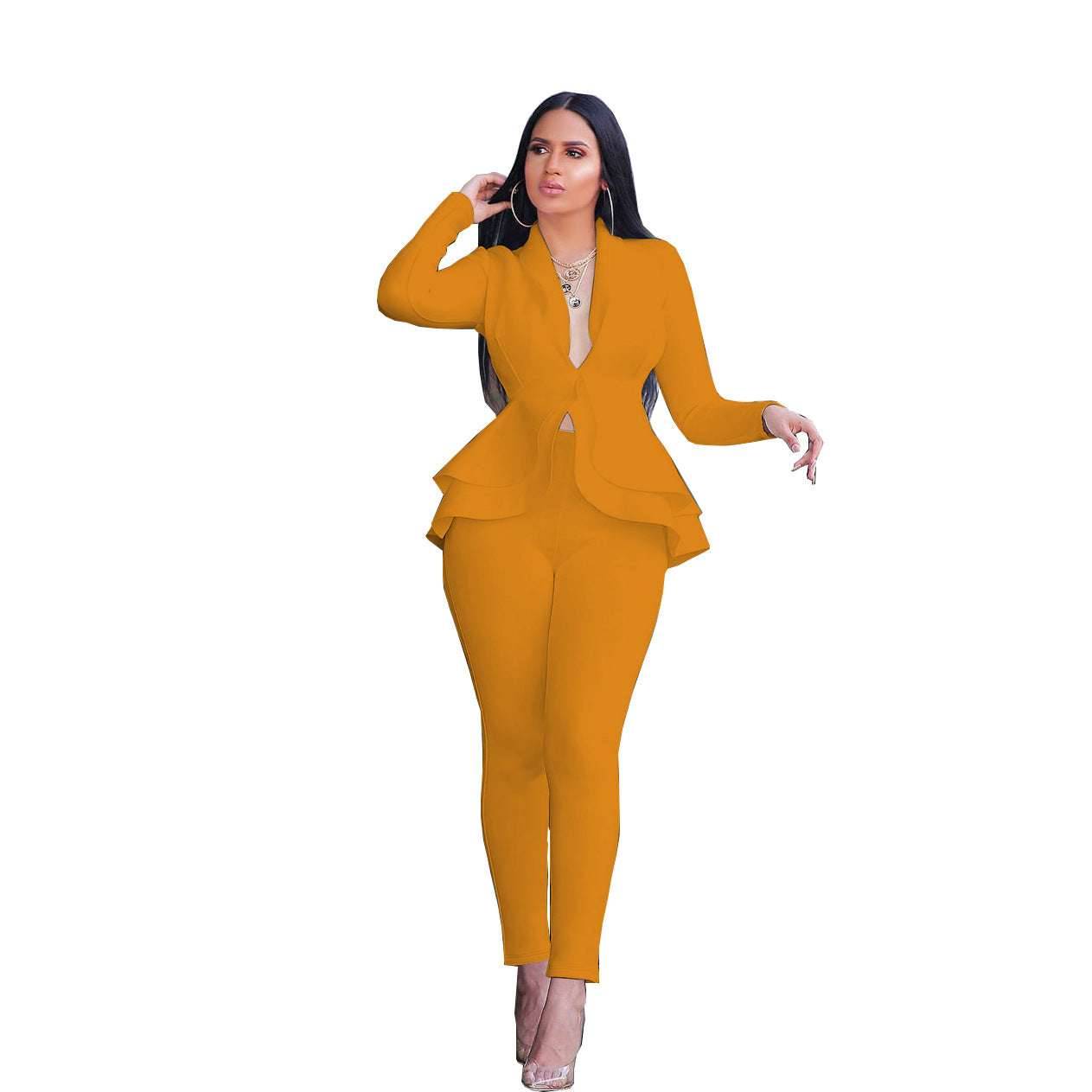 Women's Fashion Ruffles Air Layer Business Wear Suits