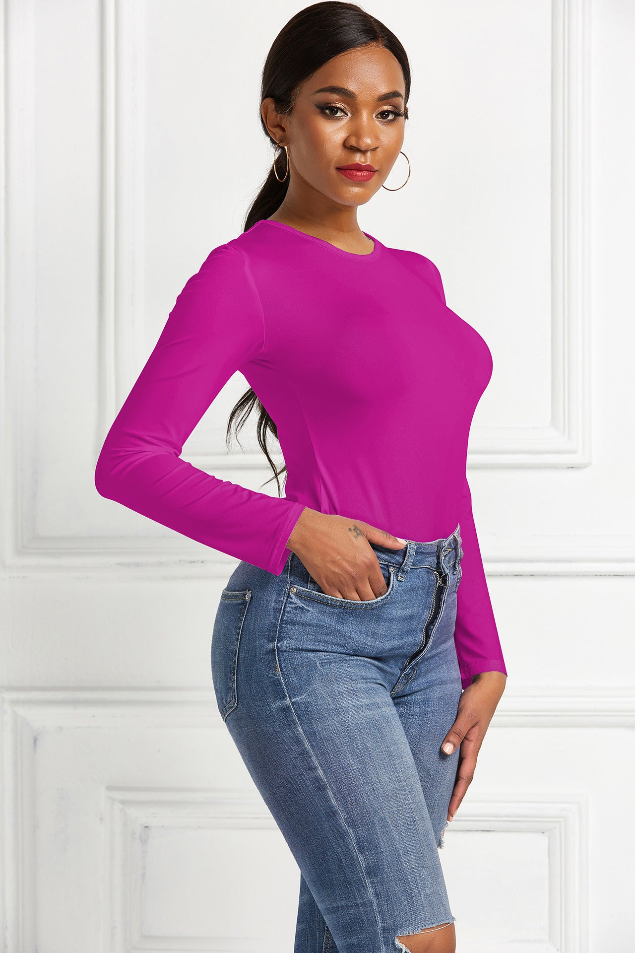 Women's Sexy Long Sleeve Nightclub Solid Backing Dresses
