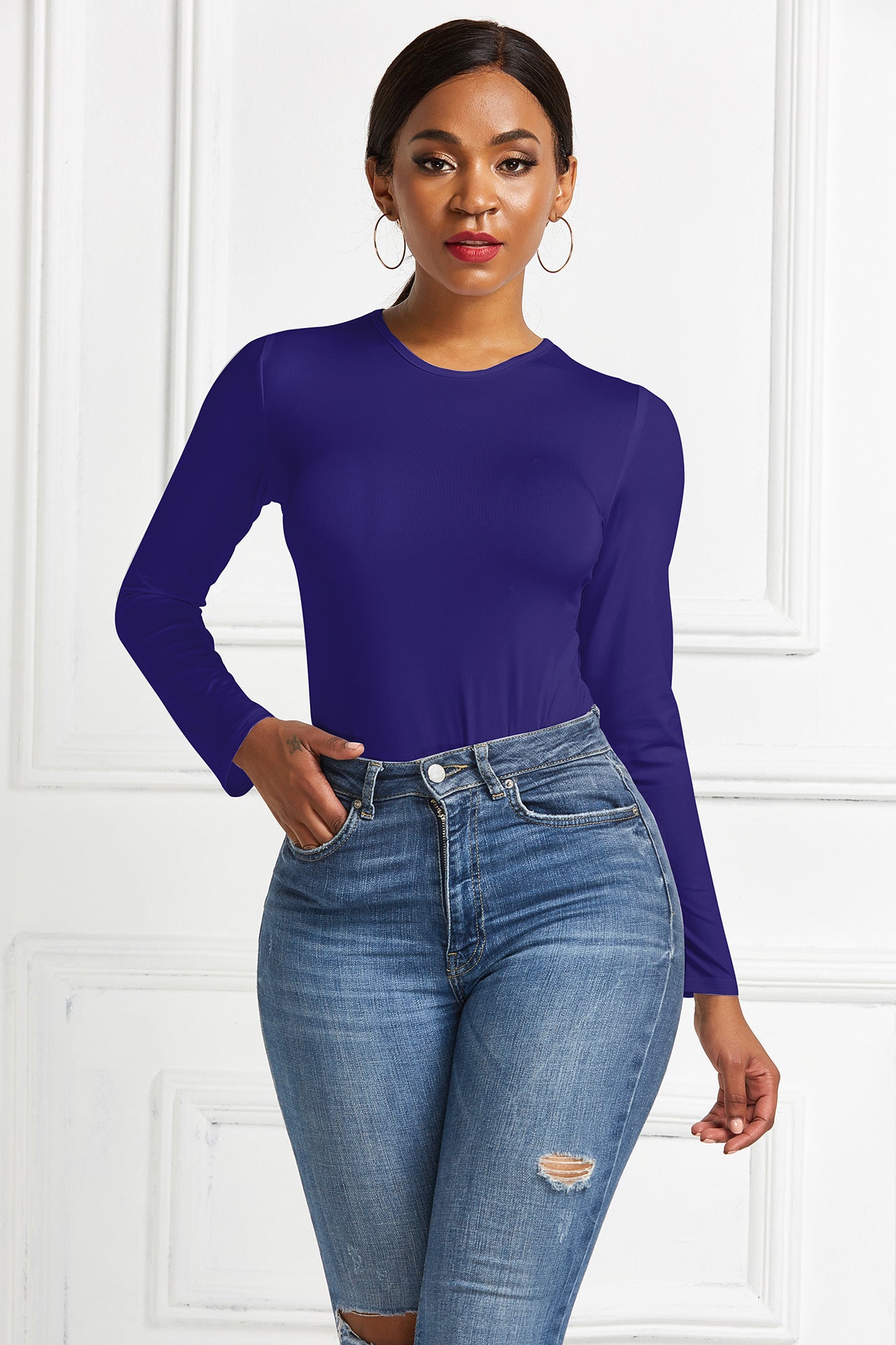 Women's Sexy Long Sleeve Nightclub Solid Backing Dresses