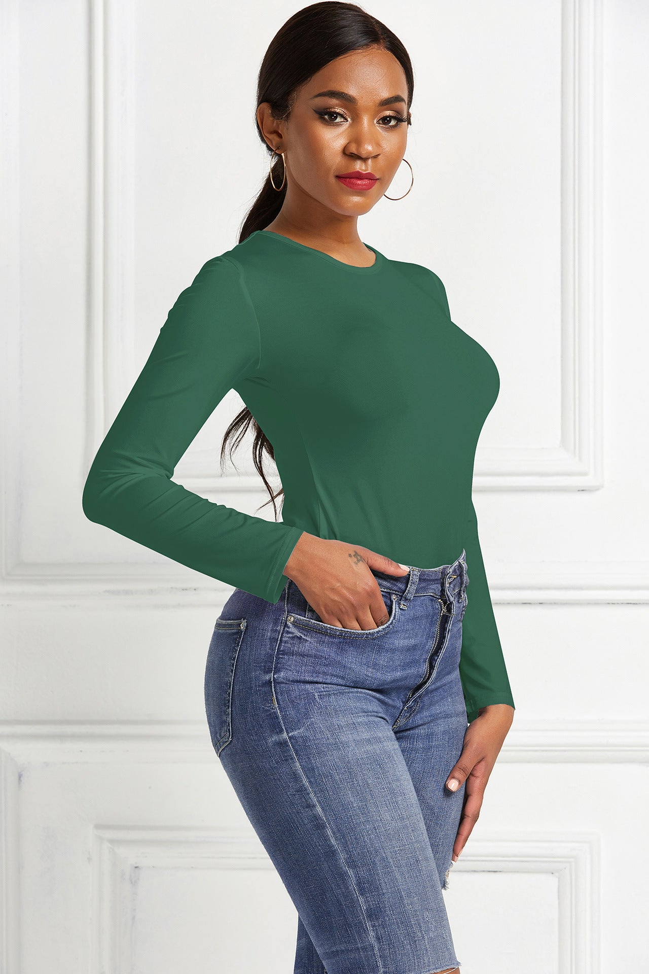 Women's Sexy Long Sleeve Nightclub Solid Backing Dresses