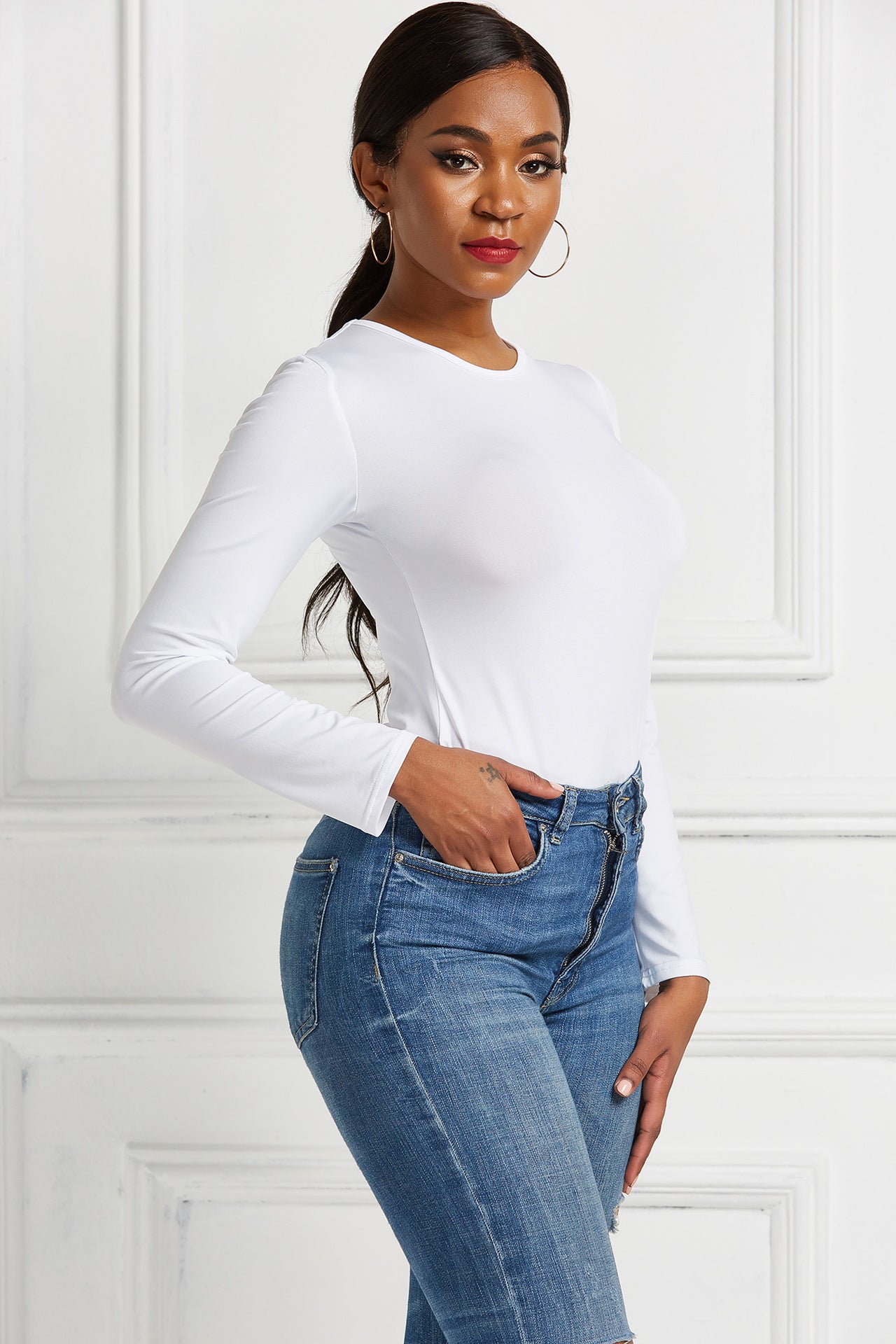 Women's Sexy Long Sleeve Nightclub Solid Backing Dresses