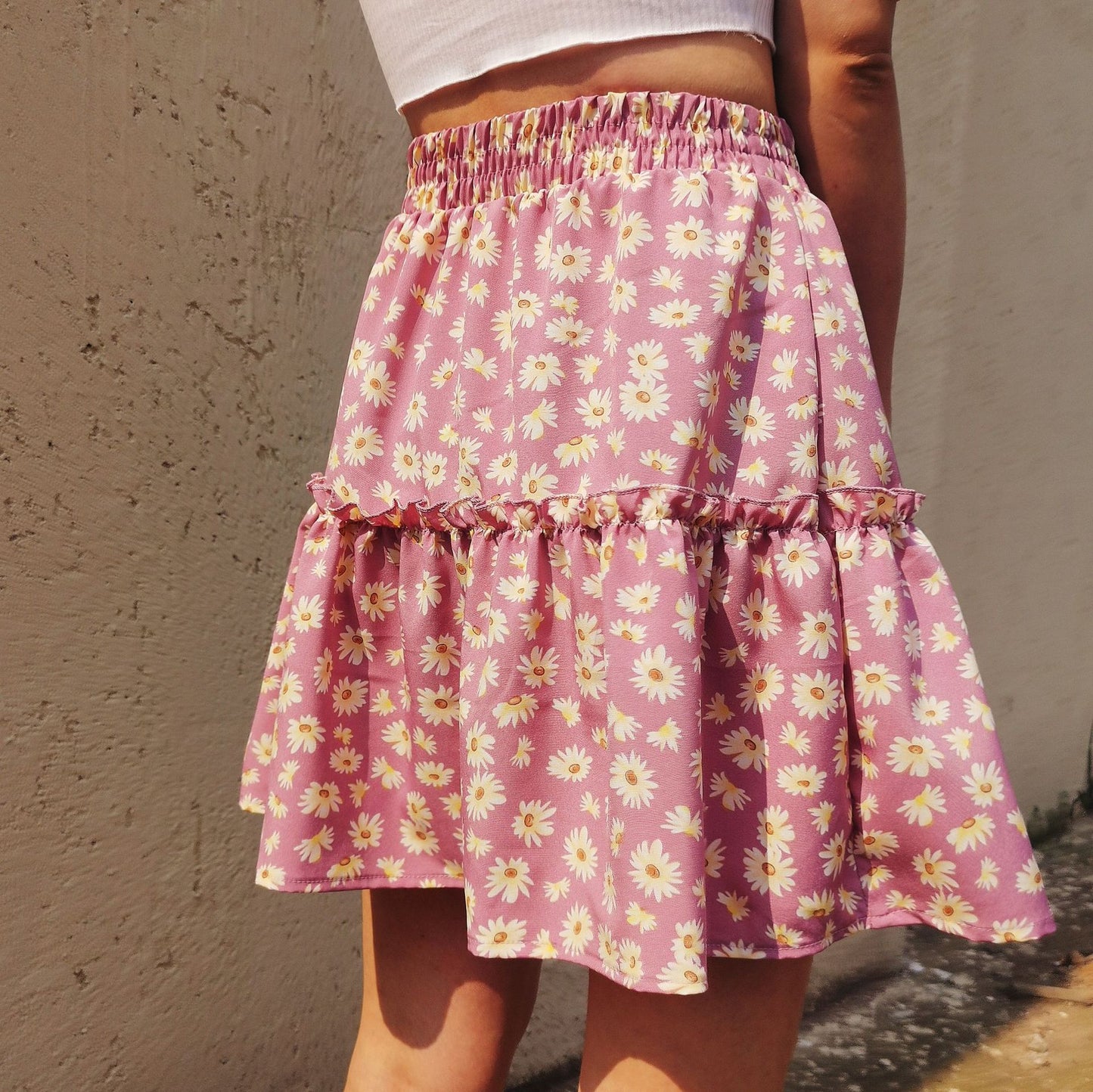 Women's Floral Little Daisy Printed Pleated Summer Skirts