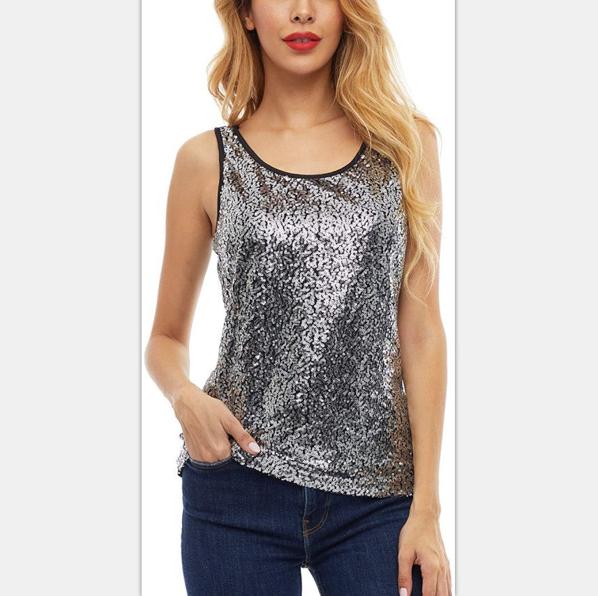 Women's Versatile Sparkle Sequins Decorative Shining Tops