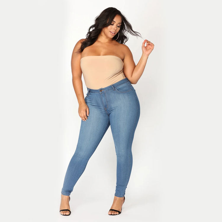 Women's Large Fashion High Elastic Denim Skinny Jeans