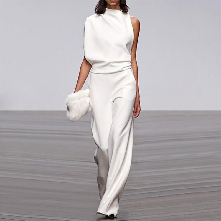 Women's Solid Color Pile Collar Dress Trousers Pants
