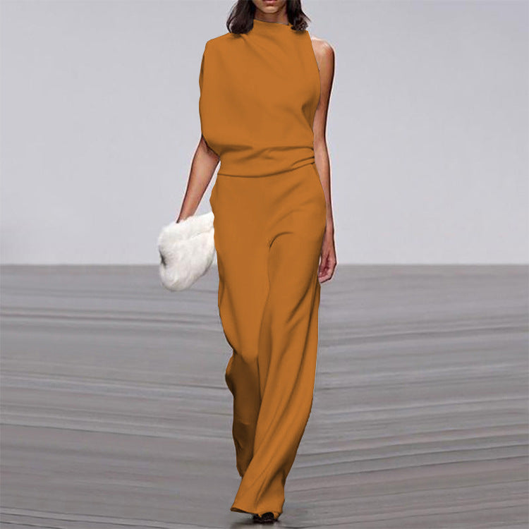 Women's Solid Color Pile Collar Dress Trousers Pants
