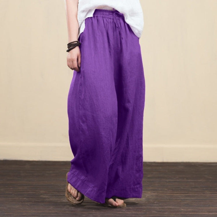 Women's Loose Fashionable Elegant Cotton Linen Trousers Pants