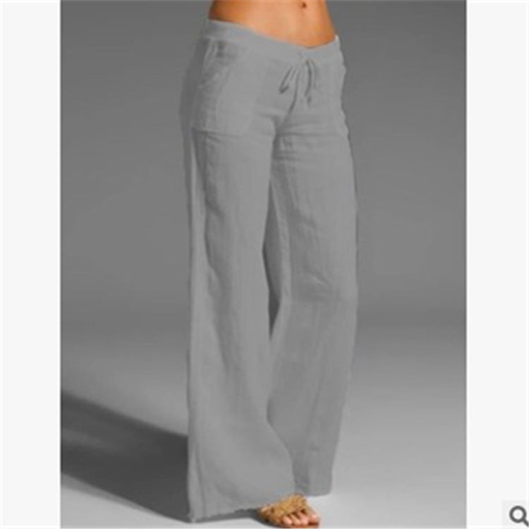 Women's Wide Leg Big Flared Pocket Cotton Pants