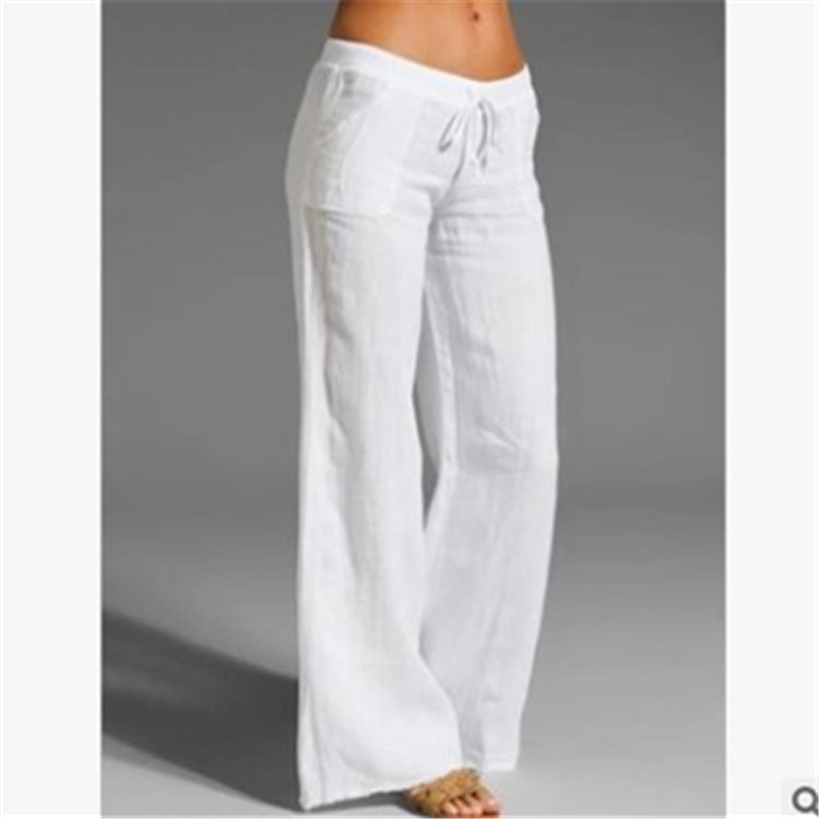 Women's Wide Leg Big Flared Pocket Cotton Pants