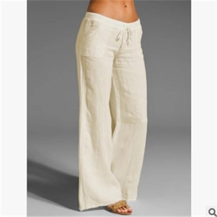 Women's Wide Leg Big Flared Pocket Cotton Pants