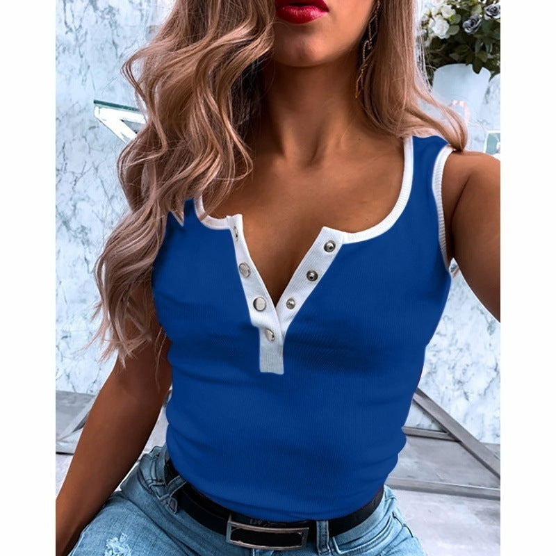 Women's Wall Sleeveless Casual Tight T-shirt Blouses