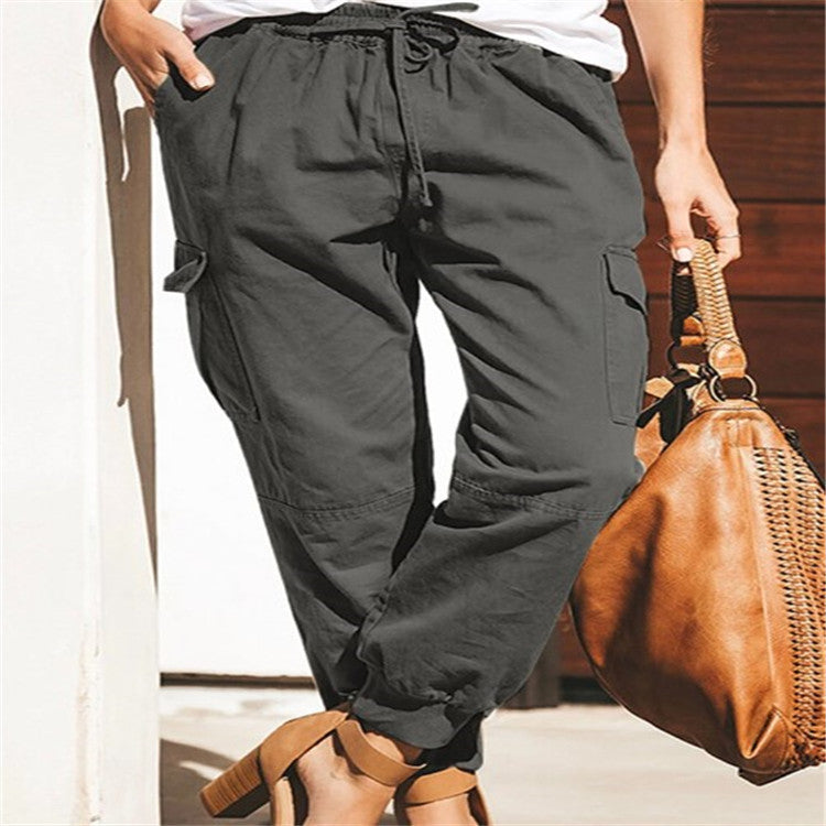 Women's Solid Color Casual Fashion With Pocket Pants