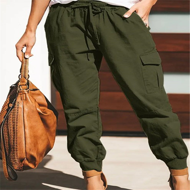 Women's Solid Color Casual Fashion With Pocket Pants