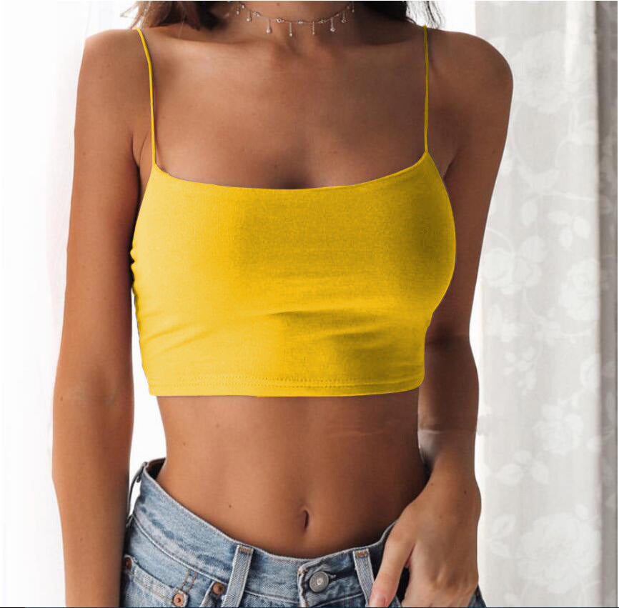 Women's Summer Solid Color Sexy Spaghetti Straps Tops