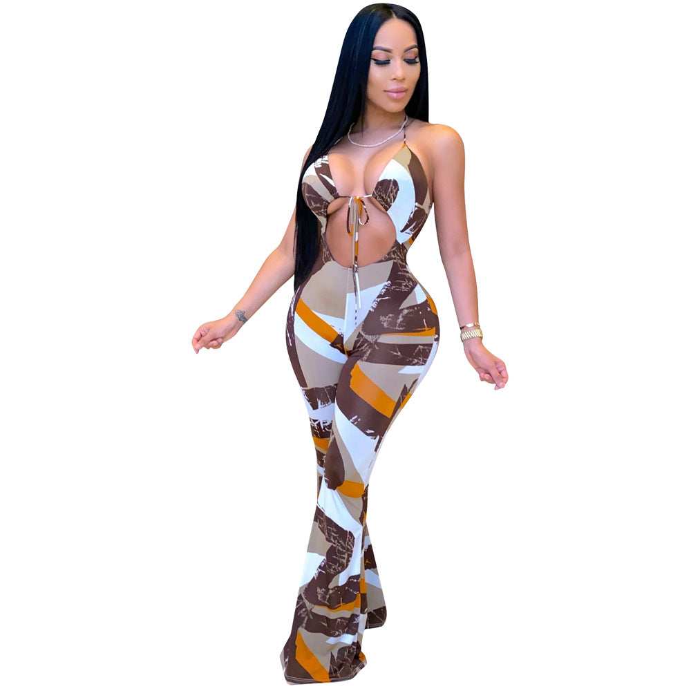 Women's Sexy Summer Fashion Printed Halter Pants
