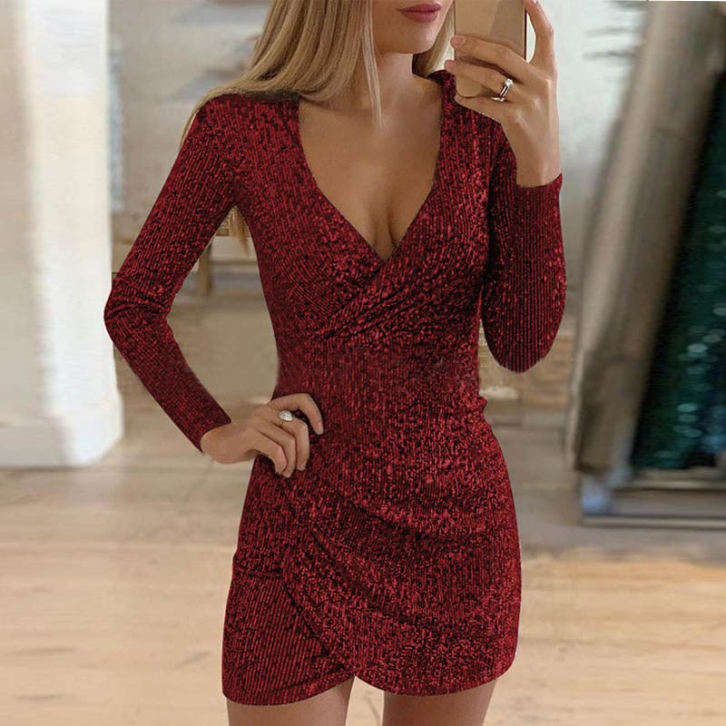 Women's Autumn Sexy Sheath Irregular Sequins For Clothing