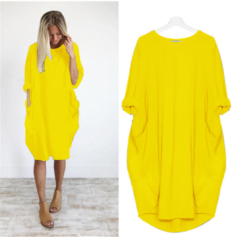 Long Sleeve Loose Solid Color Commute Blouses