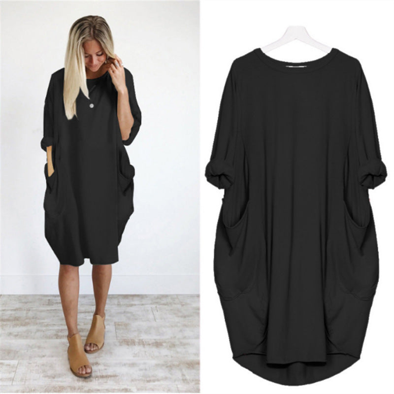 Long Sleeve Loose Solid Color Commute Blouses