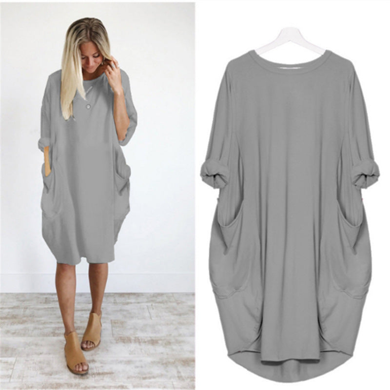Long Sleeve Loose Solid Color Commute Blouses