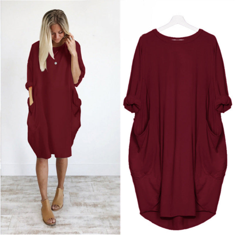 Long Sleeve Loose Solid Color Commute Blouses