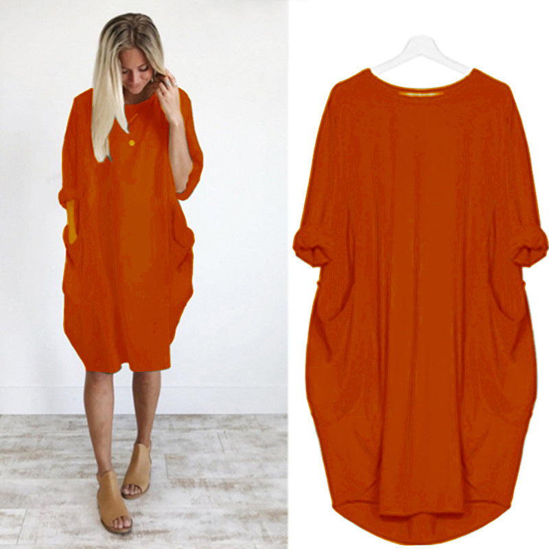 Long Sleeve Loose Solid Color Commute Blouses