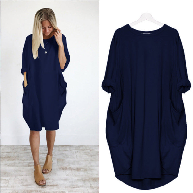 Long Sleeve Loose Solid Color Commute Blouses