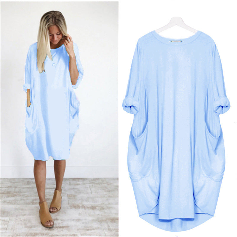 Long Sleeve Loose Solid Color Commute Blouses