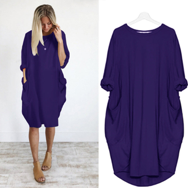 Long Sleeve Loose Solid Color Commute Blouses