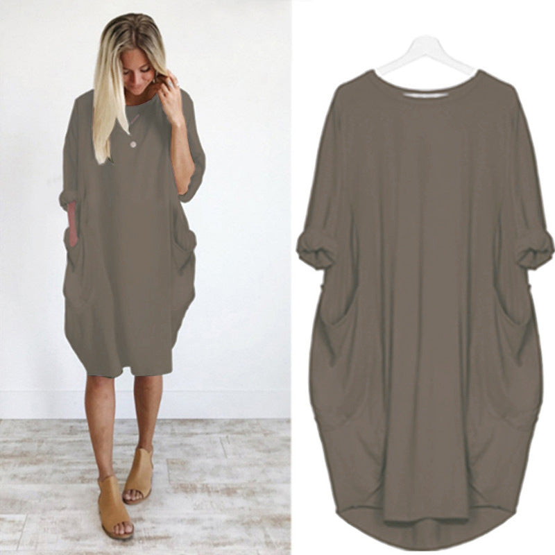 Long Sleeve Loose Solid Color Commute Blouses