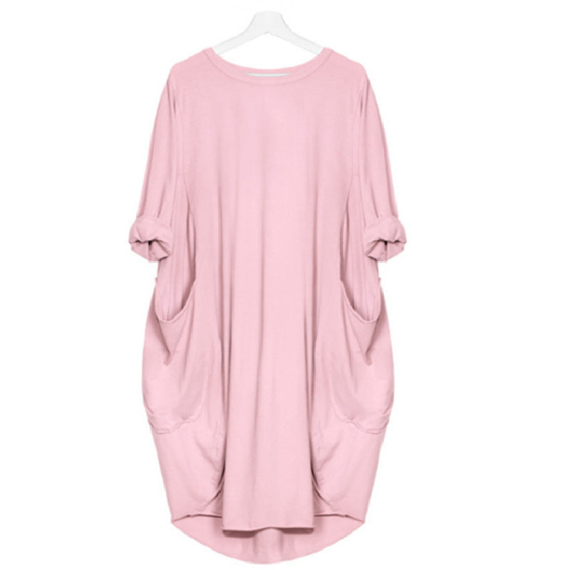 Long Sleeve Loose Solid Color Commute Blouses