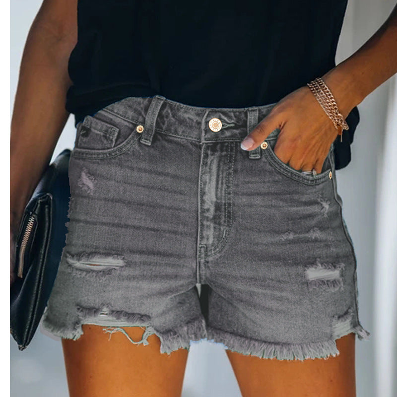 Women's Four-color Ripped High Waist Denim Jeans