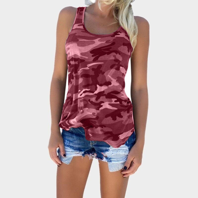 Women's Summer Camouflage Fashion Sleeveless T-shirt Tops